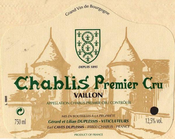 2018 Gérard Duplessis Chablis Vaillons