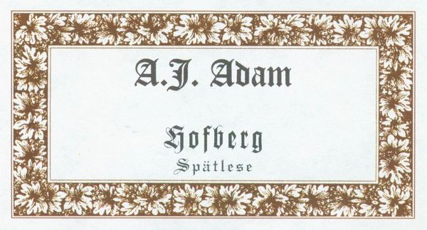 2019 A.J. Adam Hofberg Riesling Spätlese