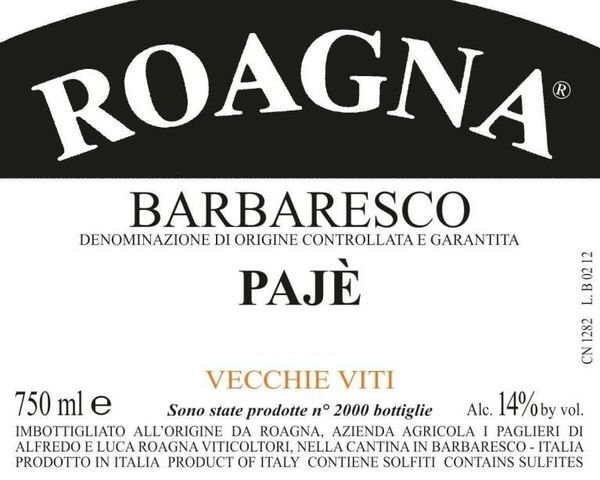 2015 Roagna Barbaresco Pajè Vecchie Viti