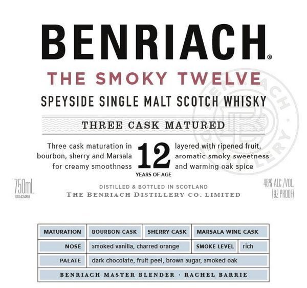 BenRiach The Smoky Twelve Aged 12 Years Speyside Single Malt Scotch Whisky