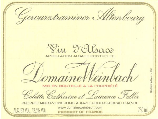 2020 Domaine Weinbach Altenbourg Gewürztraminer