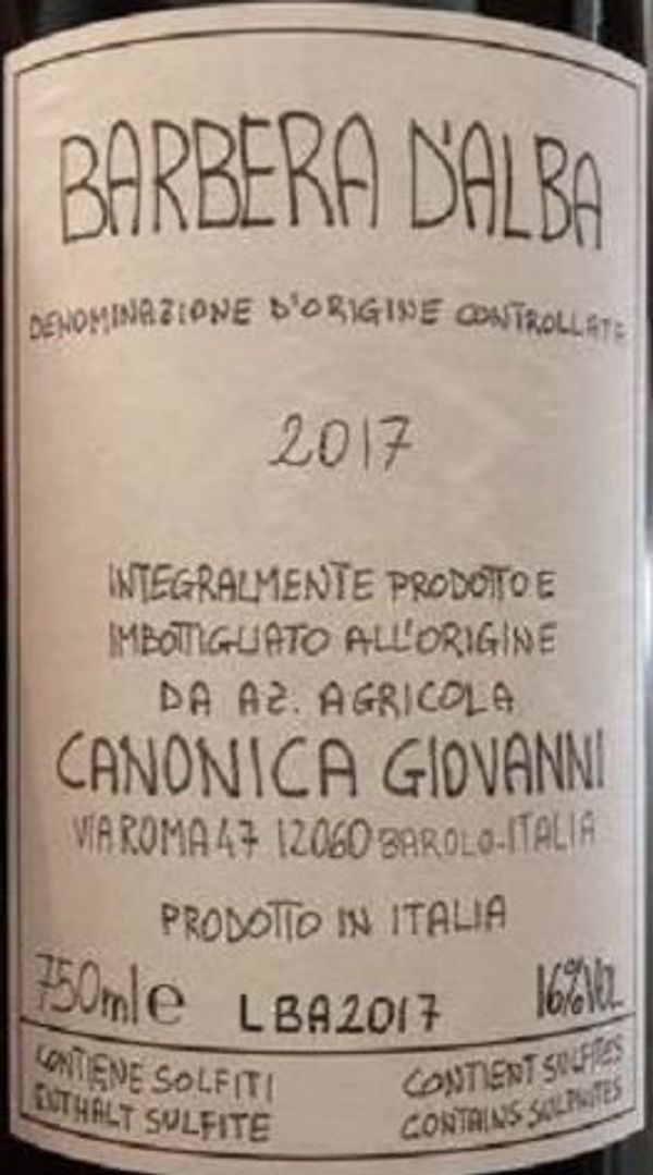 2017 Giovanni Canonica Barbera d'Alba