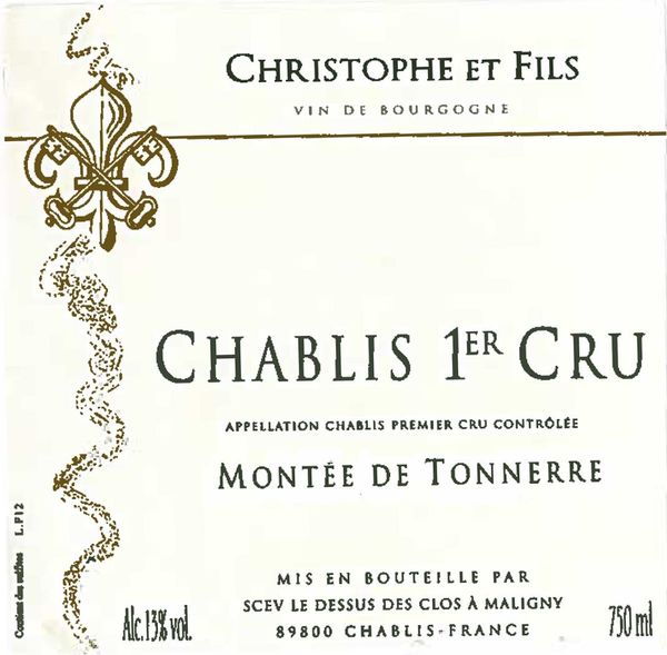 2021 Christophe et Fils Chablis Montée de Tonnerre