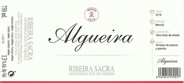 2021 Adega Algueira Ribeira Sacra Mencía