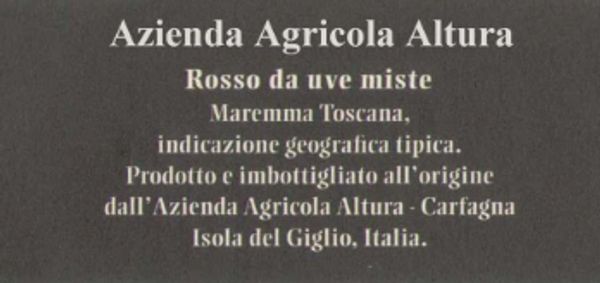2018 Altura Isola del Giglio Rosso Saverio