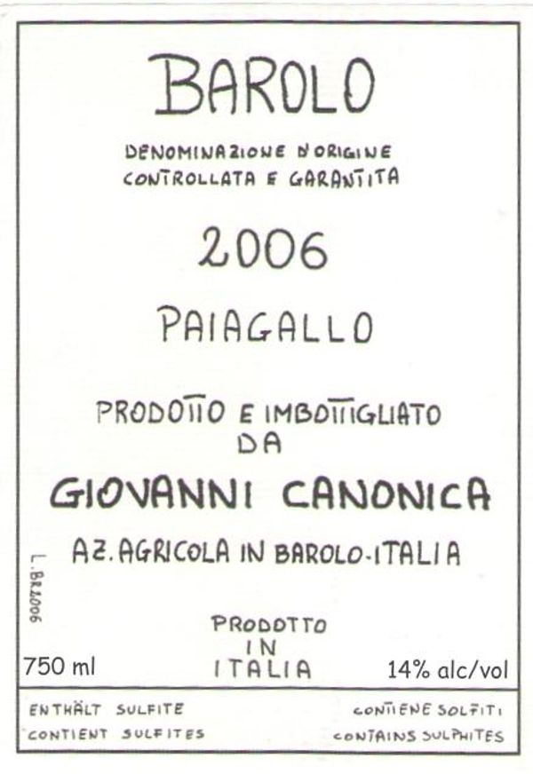 2017 Giovanni Canonica Barolo Paiagallo