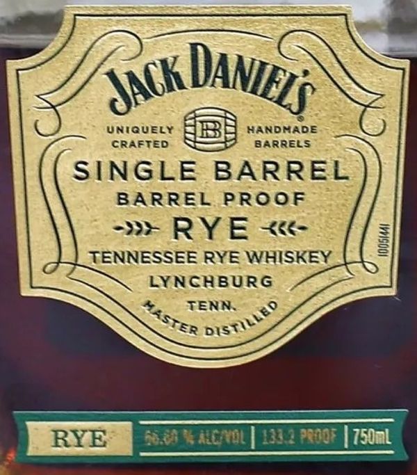 Jack Daniel's Single Barrel Special Release Barrel Proof Tennessee Rye Whiskey