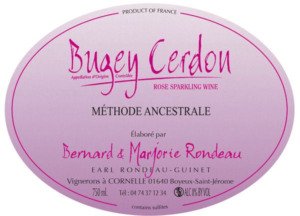 Marjorie et Bernard Rondeau Cerdon Bugey Rosé Sparkling Wine