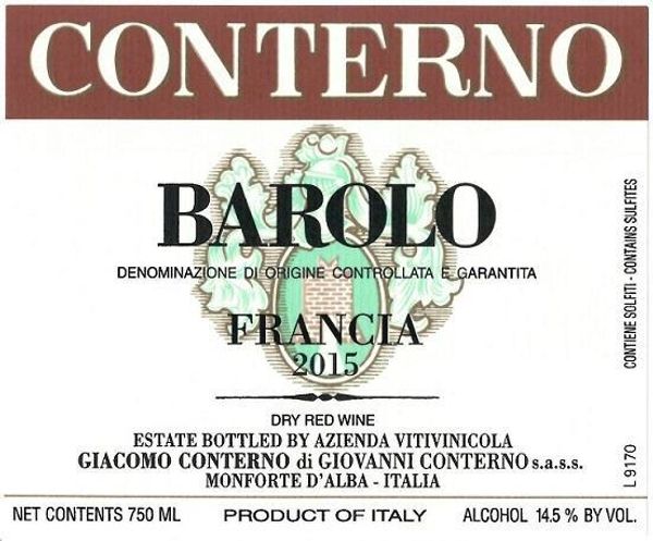 2015 Giacomo Conterno Barolo Francia