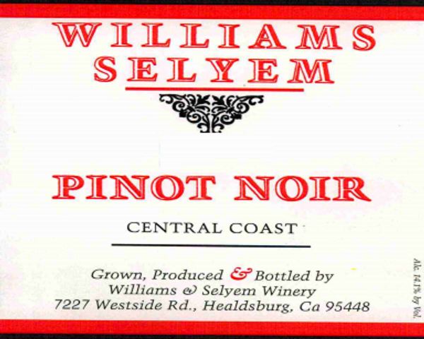 2021 Williams Selyem Central Coast Pinot Noir