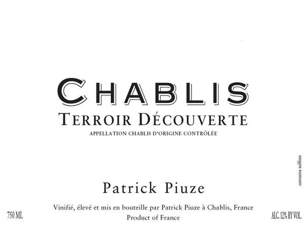 2020 Patrick Piuze Chablis Terroir Découverte