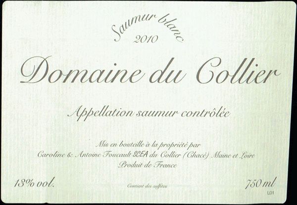 2009 Domaine du Collier Saumur Blanc