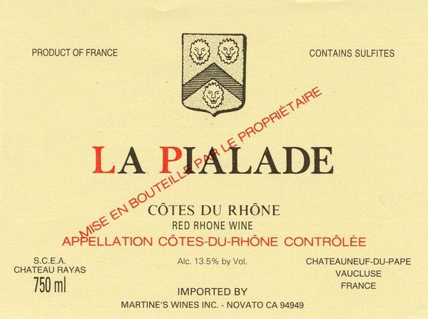 2012 Château Rayas Côtes du Rhône La Pialade