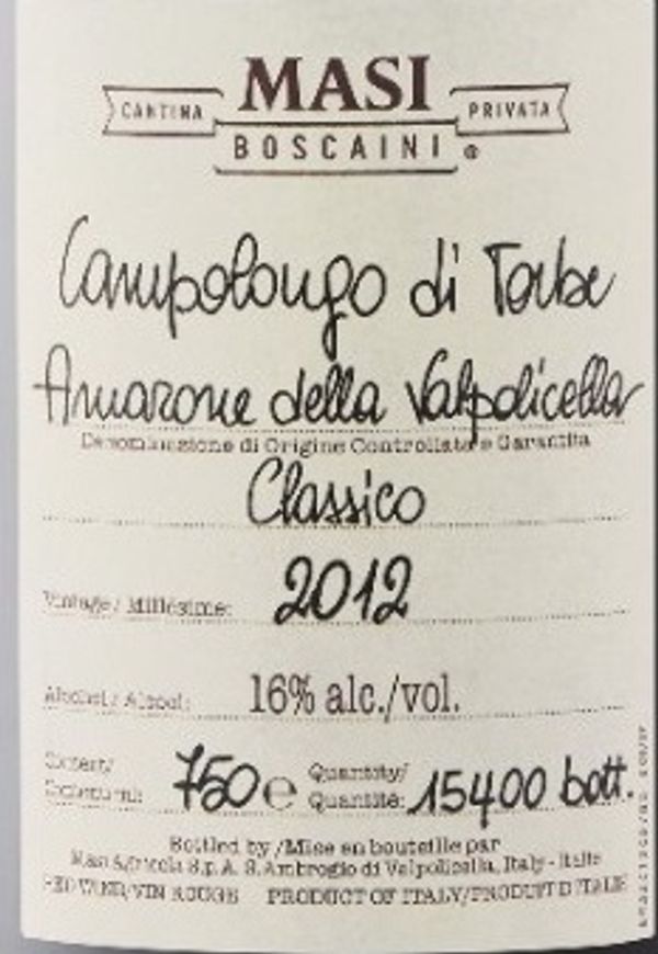 2012 Masi Amarone della Valpolicella Classico Campolongo di Torbe