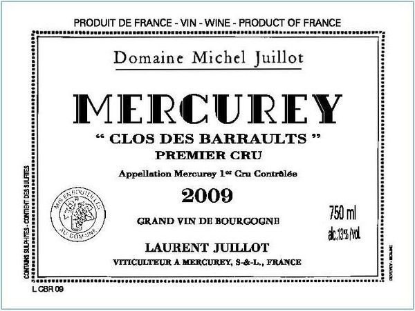 2020 Domaine Michel Juillot Mercurey Clos des Barraults Rouge