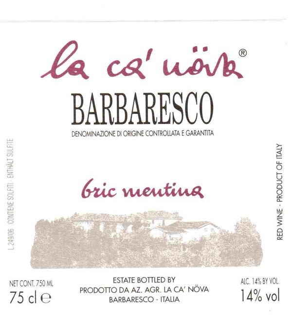 2019 La Ca'Növa Barbaresco Bric Mentina