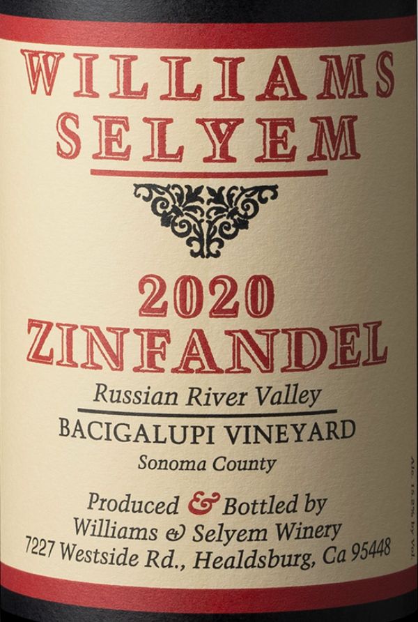2020 Williams Selyem Bacigalupi Vineyard Zinfandel