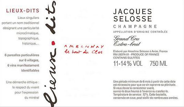Jacques Selosse Champagne Le Bout du Clos Grand Cru Extra Brut