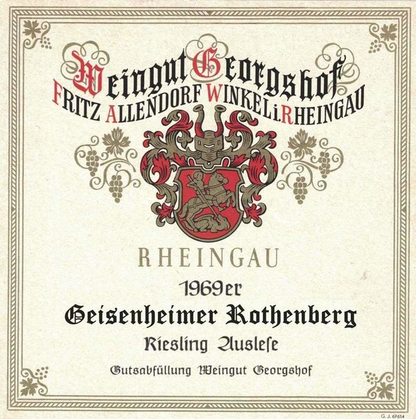 1969 Weingut Fritz Allendorf Geisenheimer Rothenberg Riesling Auslese