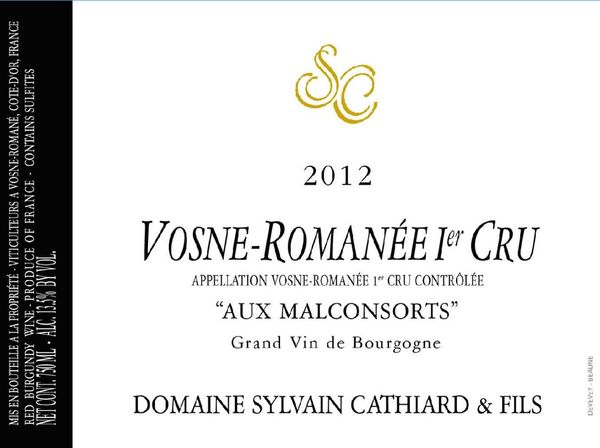 2012 Domaine Sylvain Cathiard & Fils Vosne-Romanée Aux Malconsorts