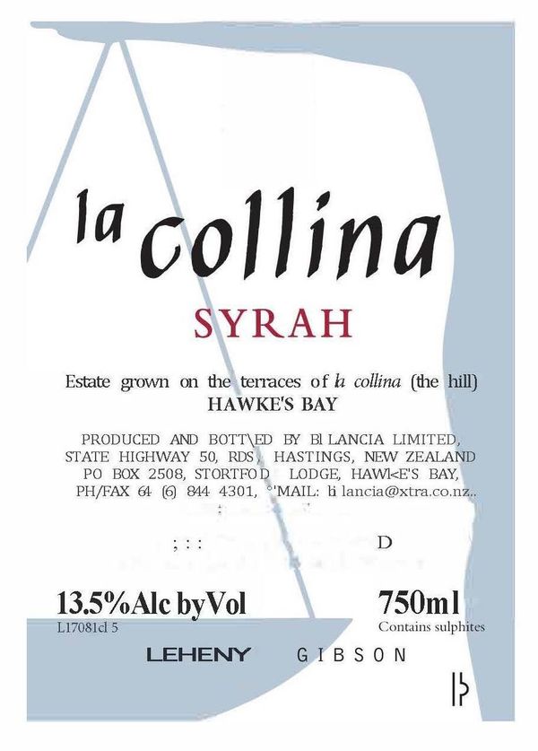 2019 Bilancia La Collina Syrah