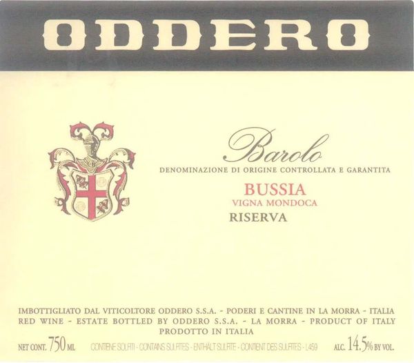 2014 Oddero Barolo Riserva Bussia Vigna Mondoca