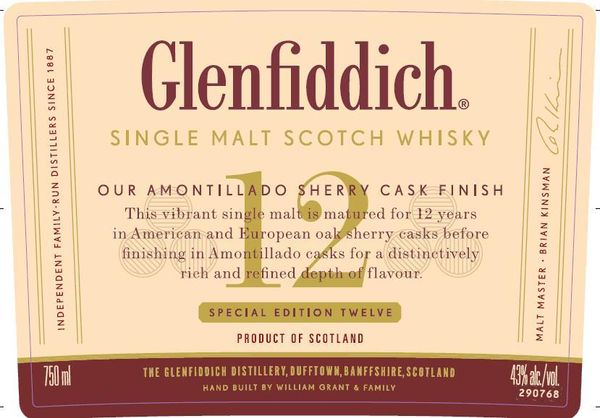 Glenfiddich 12 Year Old Special Edition Amontillado Sherry Cask Finish Single Malt Scotch Whisky