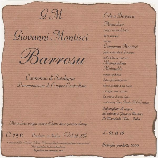 2018 Giovanni Montisci Cannonau di Sardegna Barrosu