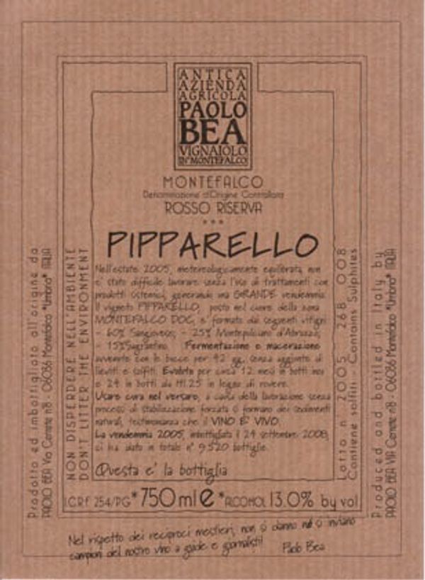 2017 Paolo Bea Montefalco Rosso Riserva Pipparello