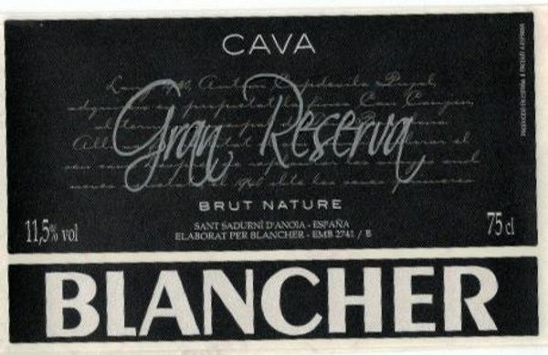 2016 Blancher Cava Gran Reserva Brut Nature