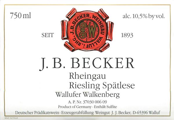 2018 J.B. Becker Wallufer Walkenberg Riesling Spätlese