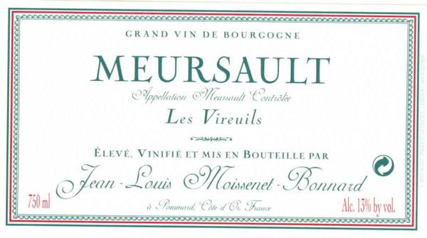 2020 Domaine Bonnard Moissenet Meursault Les Vireuils