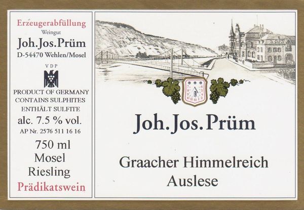 2011 Weingut Joh. Jos. Prüm Graacher Himmelreich Riesling Auslese Goldkapsel