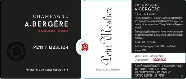 A. Bergère Petit Meslier Blanc des Blancs Extra Brut