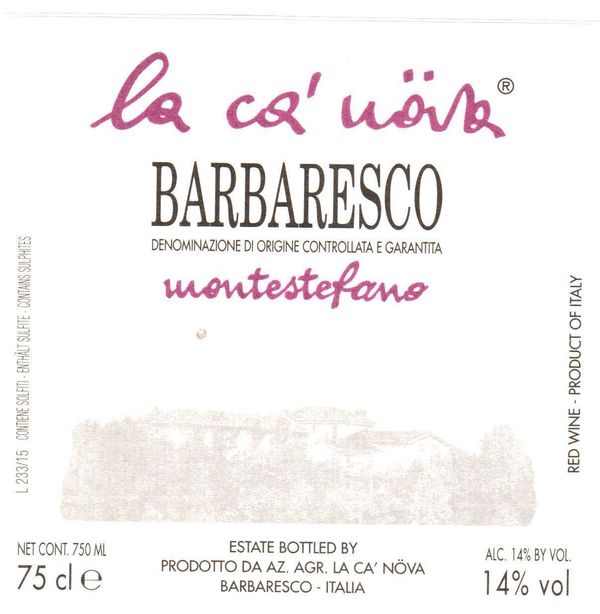 2017 La Ca'Növa Barbaresco Montestefano