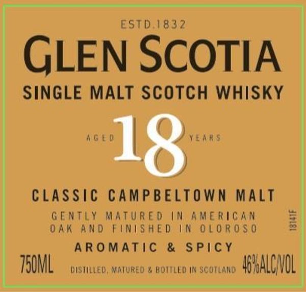 Glen Scotia Aged 18 Years Campbeltown Single Malt Scotch Whisky