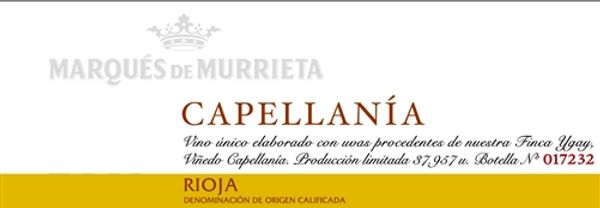 2017 Marqués de Murrieta Rioja Blanco Capellanía