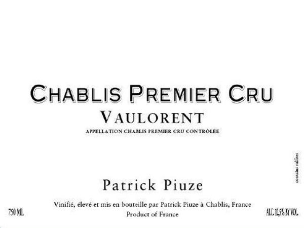 2020 Patrick Piuze Chablis Vaulorent