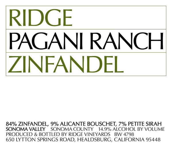 2020 Ridge Pagani Ranch Zinfandel