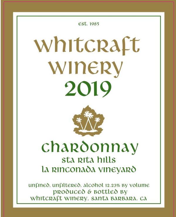2019 Whitcraft Winery La Rinconada Vineyard Chardonnay