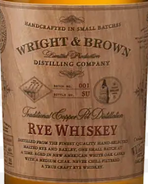 Wright & Brown Distilling Company Rye Whiskey