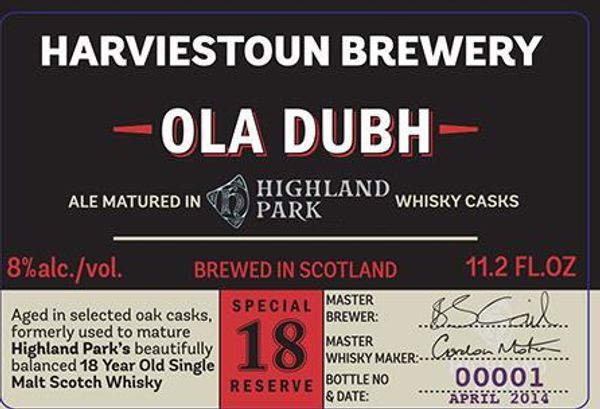 Harviestoun Brewery Ola Dubh 18 Year Highland Park Barrel