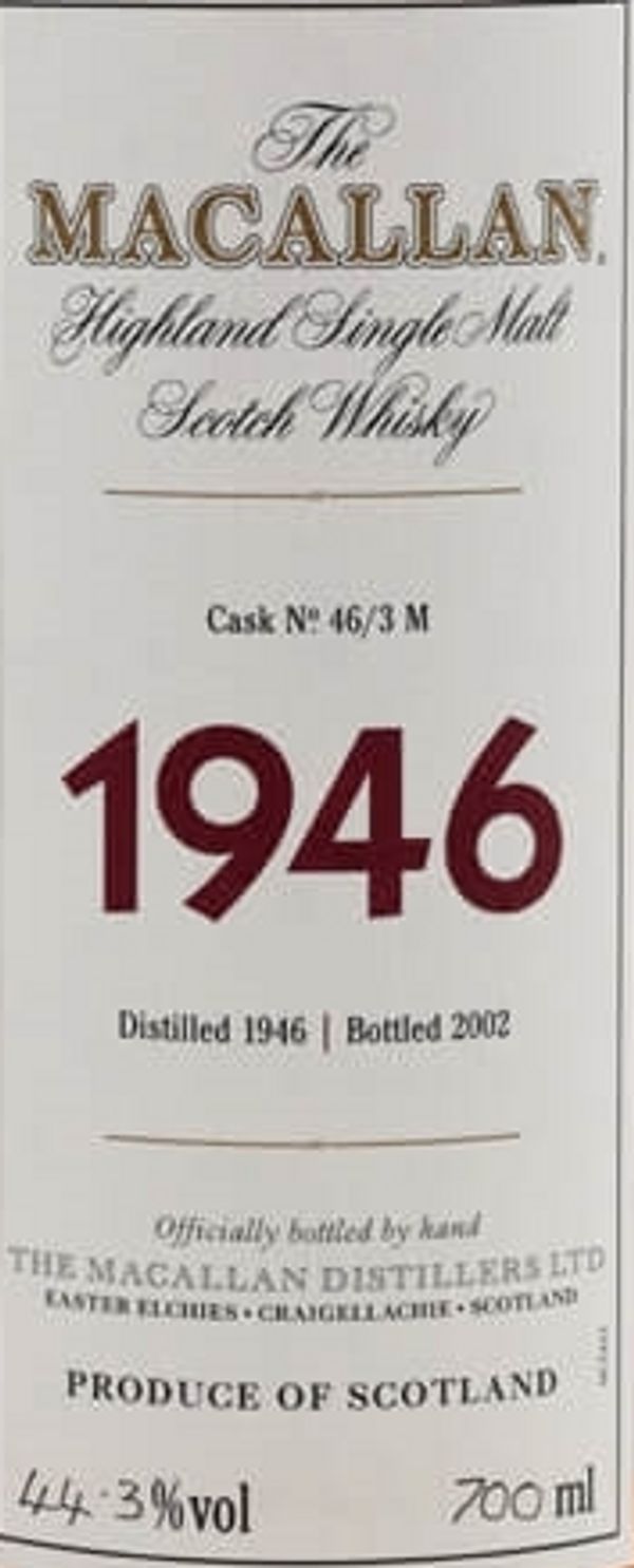 1946 The Macallan Fine and Rare Highland Single Malt Scotch Whisky