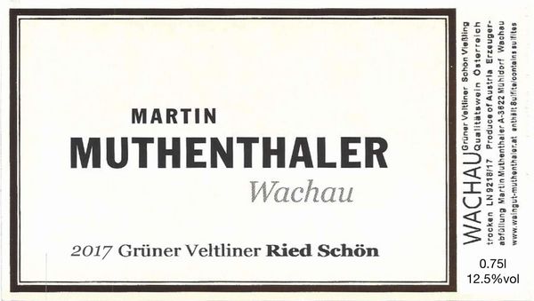 2017 Martin Muthenthaler Grüner Veltliner Ried Schön