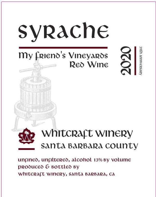 2020 Whitcraft Winery Syrache