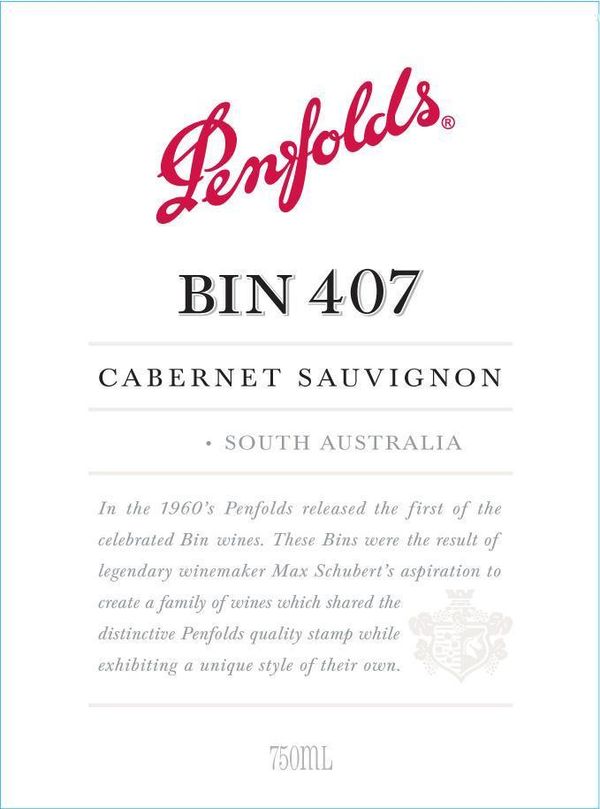 2019 Penfolds Bin 407 Cabernet Sauvignon