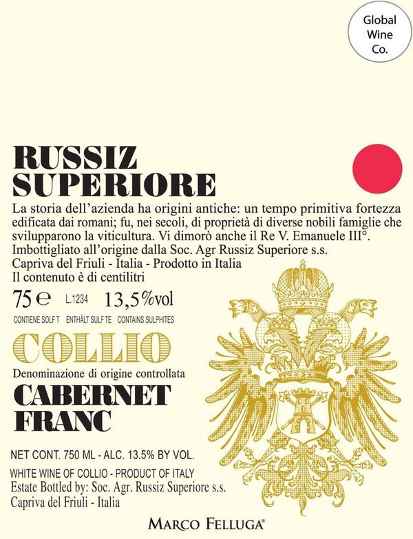 2018 Marco Felluga Russiz Superiore Collio Cabernet Franc