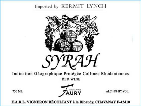 2021 Lionel Faury Vin de Pays des Collines Rhodaniennes Syrah