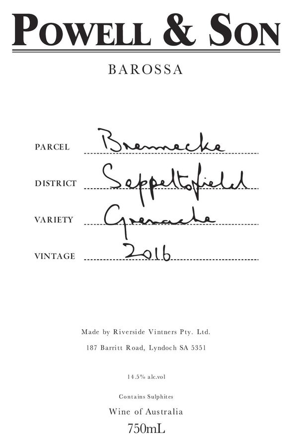 2016 Powell & Son Brennecke Seppeltsfield Grenache
