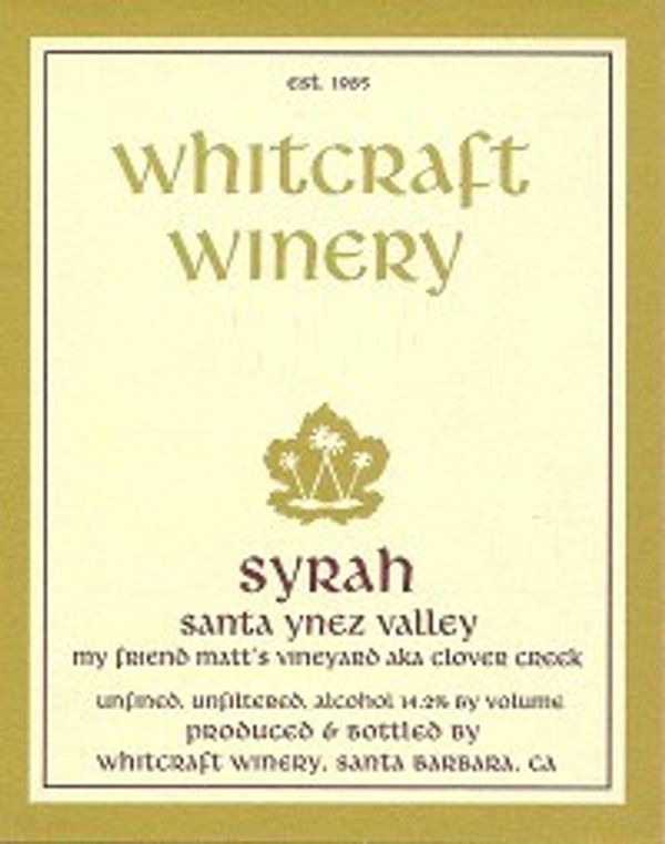 2020 Whitcraft Winery My Friend Matt's Vineyard Syrah